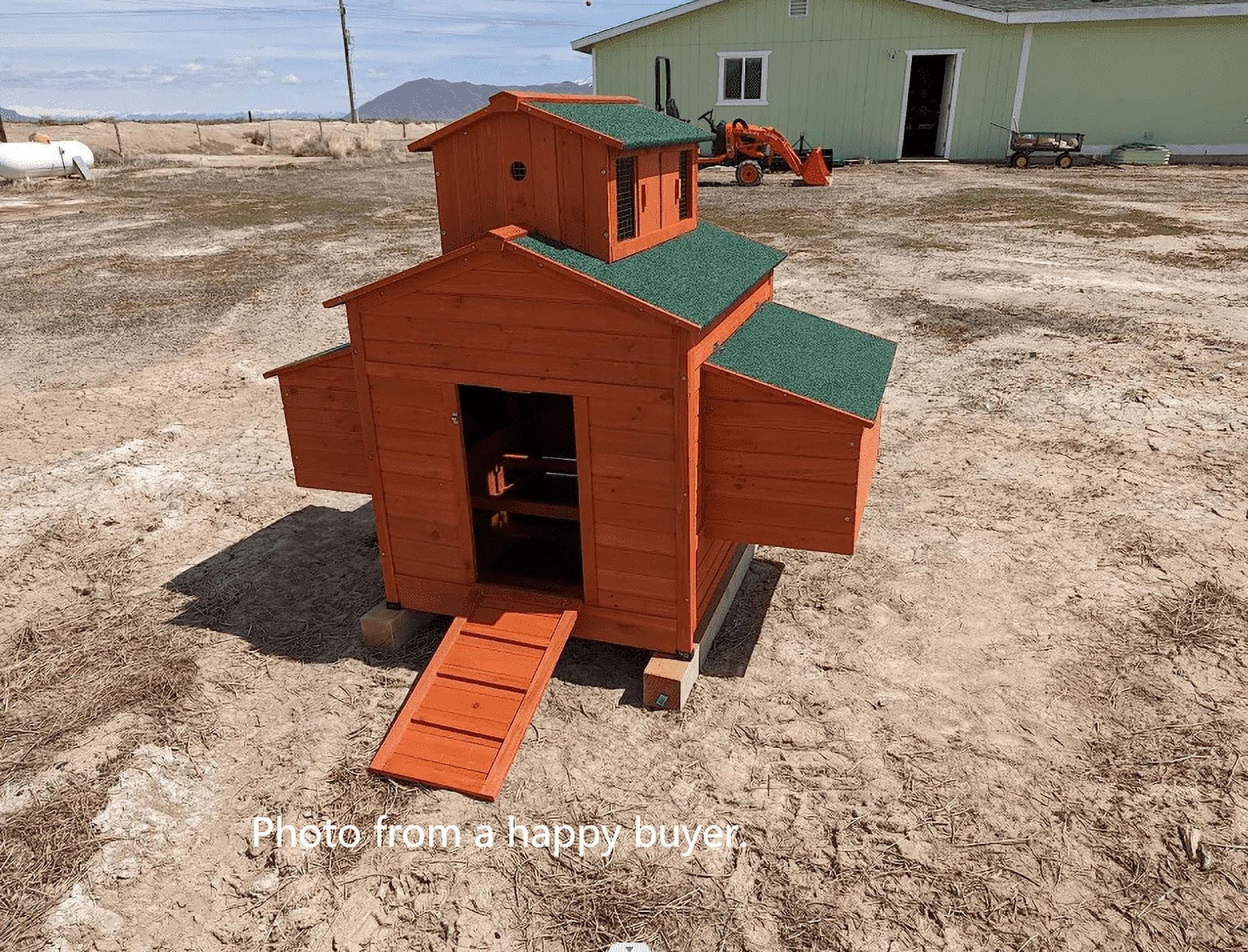 Deluxe Large Wooden Chicken Coop Backyard Hen House with 6 Nesting Boxes, Fits 6-10 Chickens