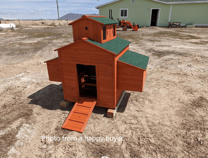 Deluxe Large Wooden Chicken Coop Backyard Hen House with 6 Nesting Boxes, Fits 6-10 Chickens