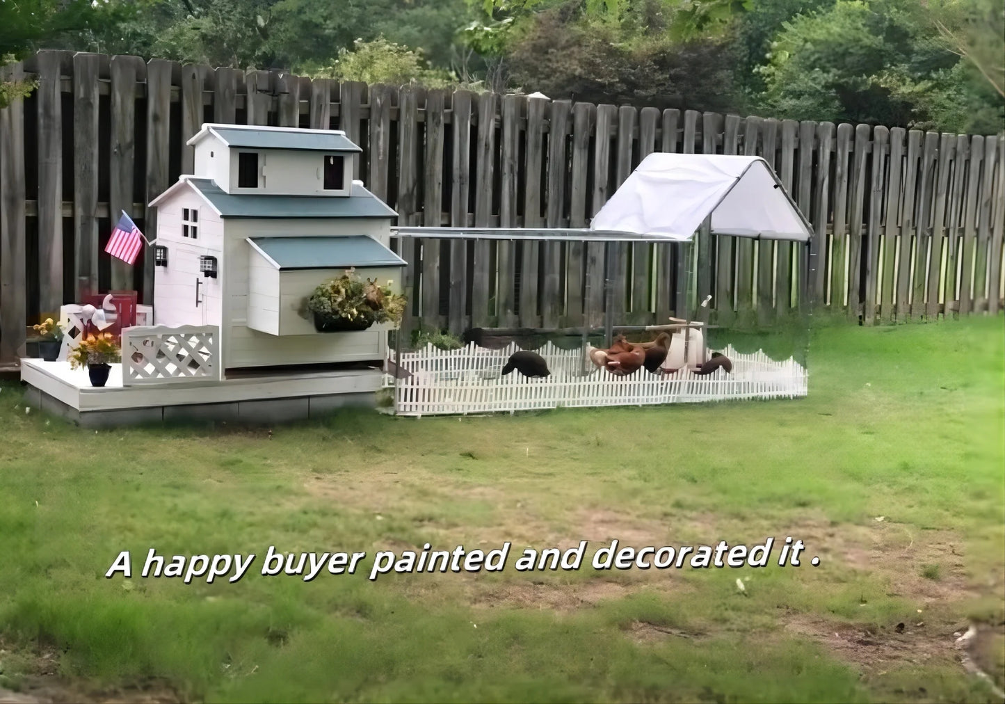 Deluxe Large Wooden Chicken Coop Backyard Hen House with 6 Nesting Boxes, Fits 6-10 Chickens