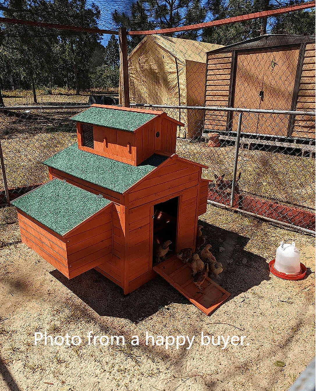 Deluxe Large Wooden Chicken Coop Backyard Hen House with 6 Nesting Boxes, Fits 6-10 Chickens