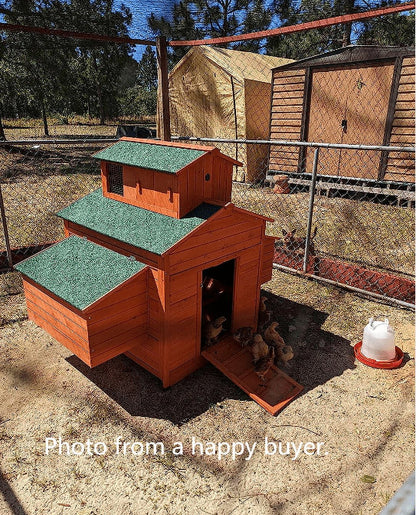 Deluxe Large Wooden Chicken Coop Backyard Hen House with 6 Nesting Boxes, Fits 6-10 Chickens